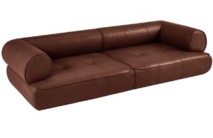 Maison Heritage Koňakově hněd&aacute; kožen&aacute; pohovka Lily 272 cm