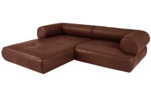 Maison Heritage Koňakově hněd&aacute; kožen&aacute; rohov&aacute; pohovka Lily 261 cm