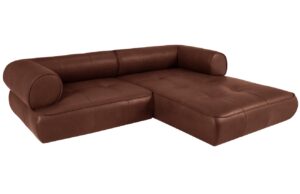Maison Heritage Koňakově hněd&aacute; kožen&aacute; rohov&aacute; pohovka Lily 261 cm
