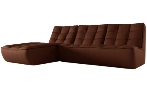 Maison Heritage Koňakově hněd&aacute; kožen&aacute; rohov&aacute; pohovka Moni 246 cm