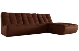 Maison Heritage Koňakově hněd&aacute; kožen&aacute; rohov&aacute; pohovka Moni 246 cm