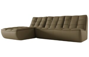 Maison Heritage Olivově zelen&aacute; kožen&aacute; rohov&aacute; pohovka Moni 246 cm