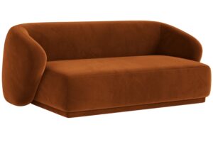 Maison Heritage Terakotově oranžov&aacute; sametov&aacute; dvoum&iacute;stn&aacute; pohovka Jane 180 cm