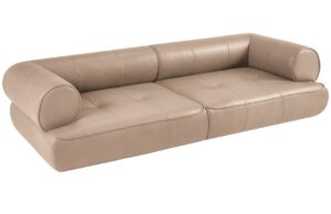 Maison Heritage Tmavě b&eacute;žov&aacute; kožen&aacute; pohovka Lily 272 cm