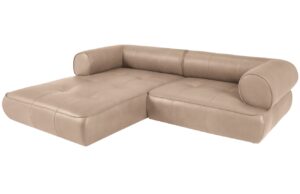 Maison Heritage Tmavě b&eacute;žov&aacute; kožen&aacute; rohov&aacute; pohovka Lily 261 cm