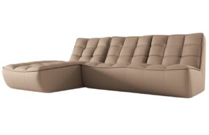 Maison Heritage Tmavě b&eacute;žov&aacute; kožen&aacute; rohov&aacute; pohovka Moni 246 cm