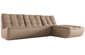 Maison Heritage Tmavě b&eacute;žov&aacute; kožen&aacute; rohov&aacute; pohovka Moni 246 cm