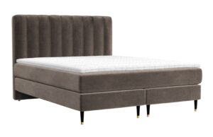 Maison de R&ecirc;ve Hněd&aacute; sametov&aacute; postel boxspring KOBBE 200 x 200 cm