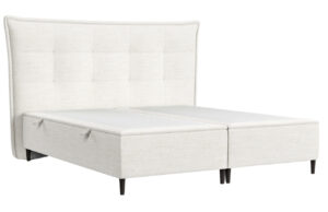 Maison de R&ecirc;ve Kr&eacute;mově b&iacute;l&aacute; čalouněn&aacute; dvoulůžkov&aacute; postel KOYA 200 x 200 cm s &uacute;ložn&yacute;m prostorem