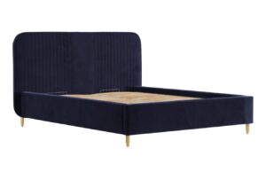 Maison de R&ecirc;ve Modr&aacute; sametov&aacute; dvoulůžkov&aacute; postel LIVY 160 x 200 cm s &uacute;ložn&yacute;m prostorem