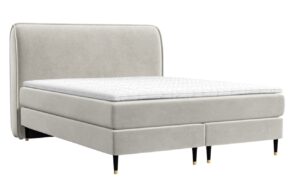 Maison de R&ecirc;ve Světle b&eacute;žov&aacute; sametov&aacute; postel boxspring OFFO 160 x 200 cm