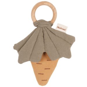 Malomi Kids Bavlněn&eacute; chrast&iacute;tko s dřevěn&yacute;m kous&aacute;tkem Carrot