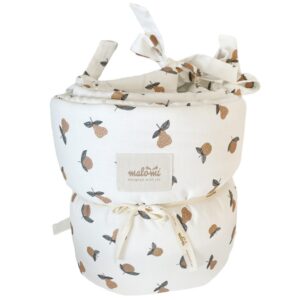 Malomi Kids B&iacute;l&yacute; bavlněn&yacute; mantinel do post&yacute;lky Garden Fruits 180 cm