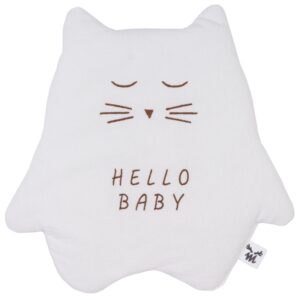 Malomi Kids B&iacute;l&yacute; bavlněn&yacute; muchl&aacute;ček Hello Baby 30 cm
