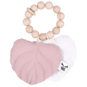 Malomi Kids Růžov&eacute; dřevěn&eacute; kous&aacute;tko Leaves