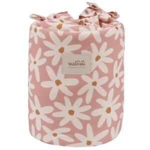 Malomi Kids Růžov&yacute; bavlněn&yacute; mantinel do post&yacute;lky Blush Daisies 210 cm