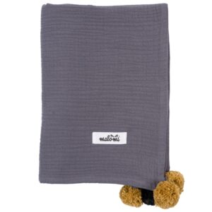 Malomi Kids &Scaron;ed&aacute; mu&scaron;el&iacute;nov&aacute; zavinovac&iacute; plenka Pompon 100 x 140 cm