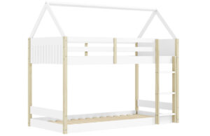 Marckeric B&iacute;l&aacute; dřevěn&aacute; dvoupatrov&aacute; postel Sila 90 x 190 cm