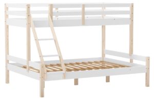 Marckeric B&iacute;l&aacute; dřevěn&aacute; patrov&aacute; postel Livia 90/140 x 190 cm