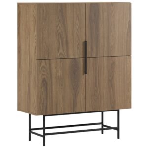 Marckeric Hněd&aacute; komoda Eldia 100 x 40 cm s dubov&yacute;m dekorem