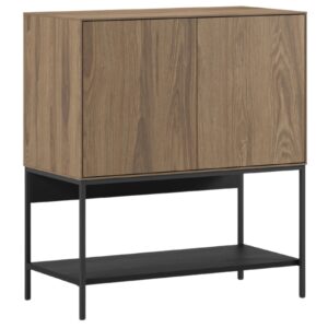 Marckeric Hnědo-čern&aacute; komoda Amira 80 x 40 cm s dubov&yacute;m dekorem