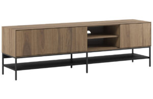 Marckeric Hnědo-čern&yacute; TV stolek Amira 180 x 35 cm s dubov&yacute;m dekorem