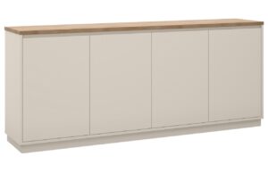 Marckeric Kr&eacute;mov&aacute; lakovan&aacute; komoda Loreta 201 x 40 cm s dubov&yacute;m dekorem