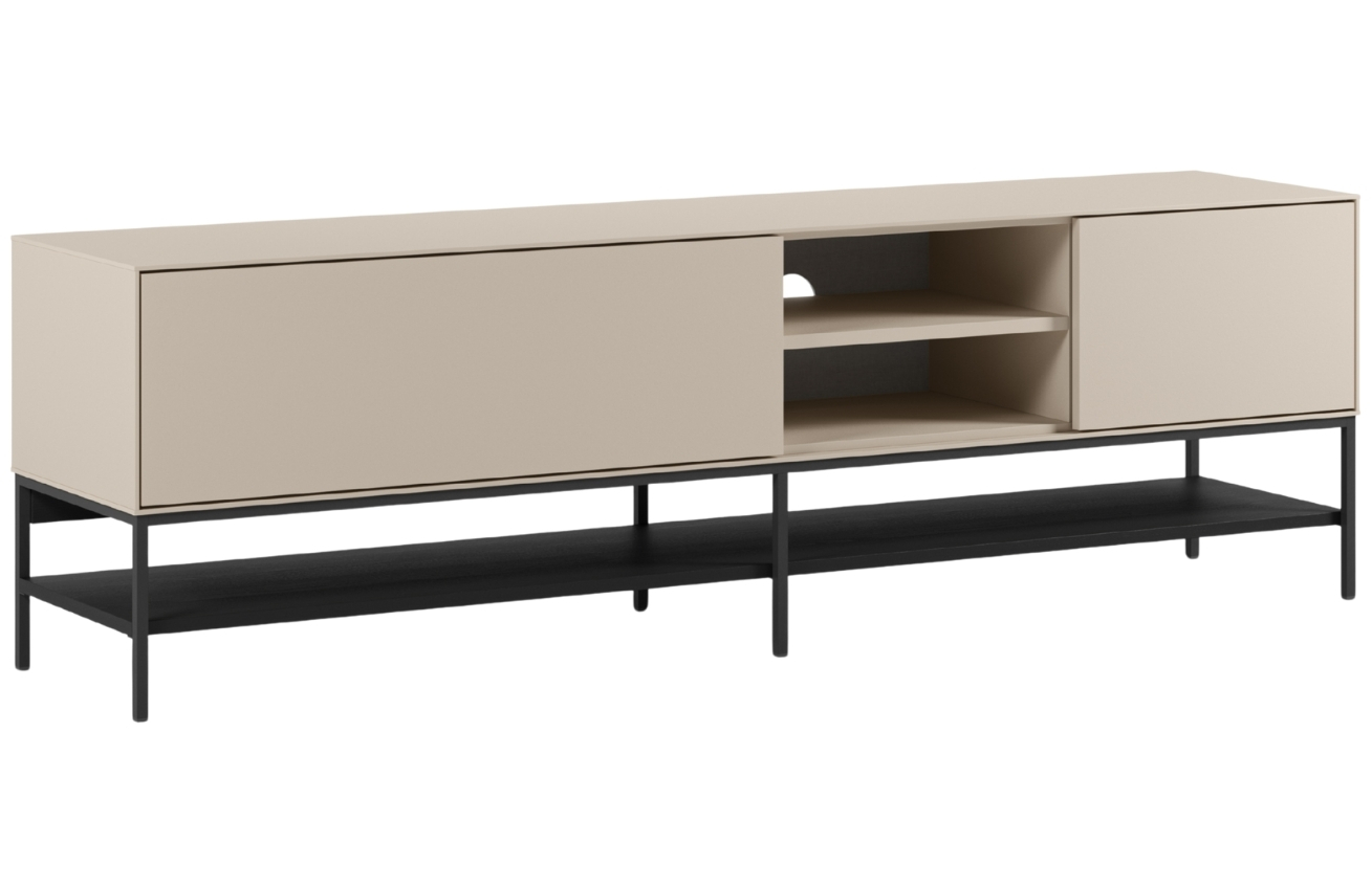 Marckeric Krémově-černý lakovaný TV stolek Amira 180 x 35 cm