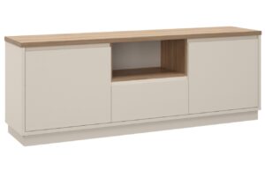 Marckeric Kr&eacute;mov&yacute; lakovan&yacute; TV stolek Loreta 160 x 40 cm s dubov&yacute;m dekorem