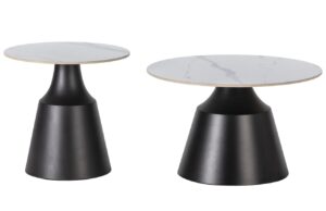 Marckeric Set konferenčn&iacute;ch stolků Riley 50/70 cm s mramorov&yacute;m dekorem