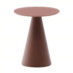 Matně červen&yacute; skleněn&yacute; kulat&yacute; odkl&aacute;dac&iacute; stolek Kave Home Wilshire 35 cm