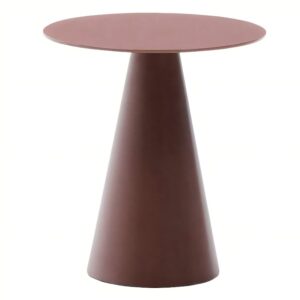 Matně červen&yacute; skleněn&yacute; kulat&yacute; odkl&aacute;dac&iacute; stolek Kave Home Wilshire 50 cm
