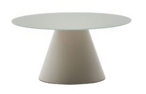 Matně &scaron;ed&yacute; skleněn&yacute; kulat&yacute; konferenčn&iacute; stolek Kave Home Wilshire 80 cm