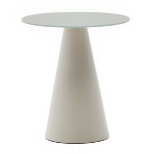 Matně &scaron;ed&yacute; skleněn&yacute; kulat&yacute; odkl&aacute;dac&iacute; stolek Kave Home Wilshire 50 cm