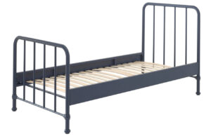Matně tmavě modr&aacute; kovov&aacute; postel Vipack Bronxx 90 x 200 cm