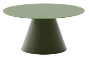 Matně zelen&yacute; skleněn&yacute; kulat&yacute; konferenčn&iacute; stolek Kave Home Wilshire 80 cm