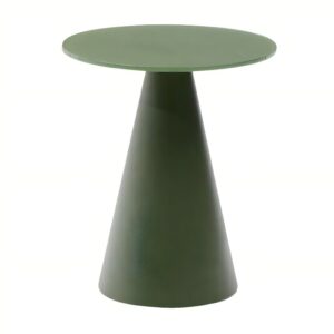Matně zelen&yacute; skleněn&yacute; kulat&yacute; odkl&aacute;dac&iacute; stolek Kave Home Wilshire 35 cm