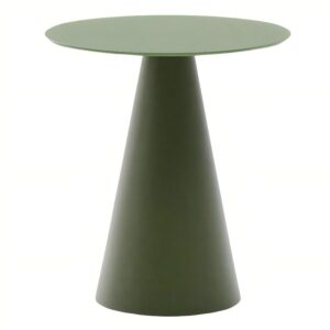 Matně zelen&yacute; skleněn&yacute; kulat&yacute; odkl&aacute;dac&iacute; stolek Kave Home Wilshire 50 cm