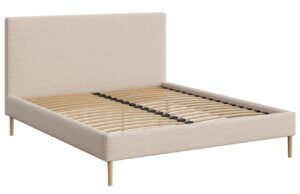 Mesonica Světle b&eacute;žov&aacute; čalouněn&aacute; dvoulůžkov&aacute; postel Alano 160 x 200 cm