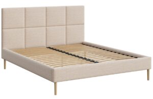 Mesonica Světle b&eacute;žov&aacute; čalouněn&aacute; dvoulůžkov&aacute; postel Alano 160 x 200 cm s pro&scaron;&iacute;v&aacute;n&iacute;m