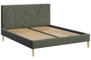 Mesonica Zelen&aacute; čalouněn&aacute; dvoulůžkov&aacute; postel Alano 160 x 200 cm s geometrick&yacute;m pro&scaron;&iacute;v&aacute;n&iacute;m