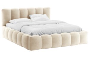 Micadoni B&eacute;žov&aacute; boucl&eacute; dvoulůžkov&aacute; postel Lupine 160 x 200 cm s &uacute;ložn&yacute;m prostorem