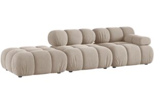 Micadoni B&eacute;žov&aacute; sametov&aacute; čtyřm&iacute;stn&aacute; pohovka Bellis 282 cm