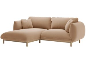 Micadoni B&eacute;žov&aacute; sametov&aacute; rohov&aacute; pohovka Ada 214 cm