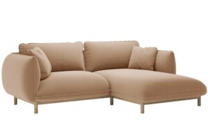 Micadoni B&eacute;žov&aacute; sametov&aacute; rohov&aacute; pohovka Ada 214 cm