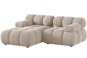 Micadoni B&eacute;žov&aacute; sametov&aacute; rohov&aacute; pohovka Bellis 188 cm