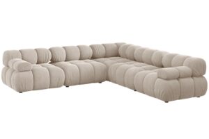 Micadoni B&eacute;žov&aacute; sametov&aacute; rohov&aacute; pohovka Bellis 282 cm