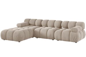 Micadoni B&eacute;žov&aacute; sametov&aacute; rohov&aacute; pohovka Bellis 282 cm