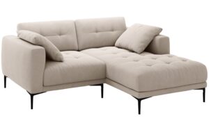 Micadoni B&eacute;žov&aacute; sametov&aacute; rohov&aacute; pohovka Bemy 205 cm