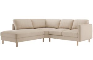 Micadoni B&eacute;žov&aacute; sametov&aacute; rohov&aacute; pohovka Eden 267 cm